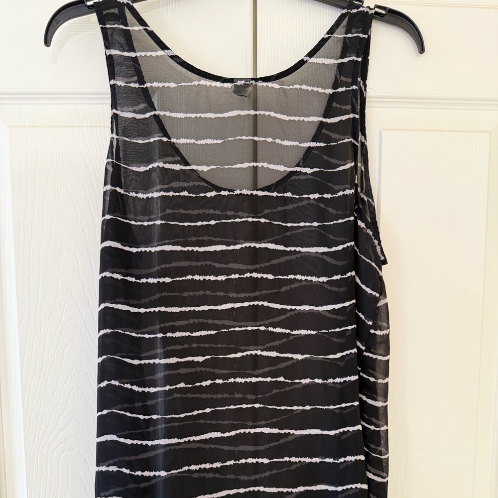 Old Navy Black and Gray Striped Tank/Swim Cover-Up